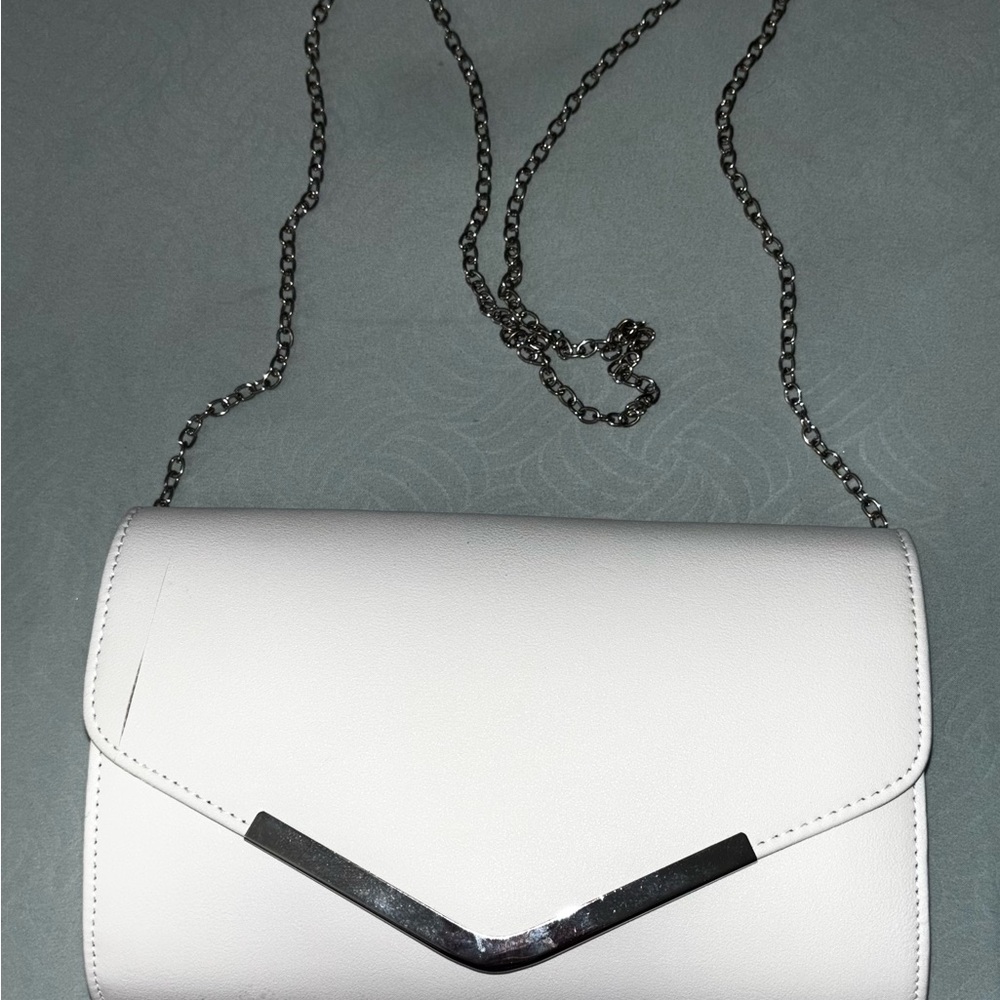 Elegant White Chain Strap Clutch